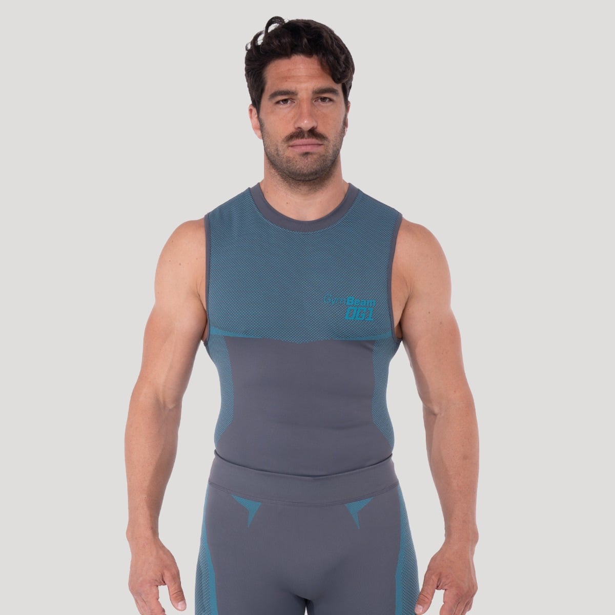 GymBeam OG1 Seamless Tank Top in Grey/Blue S