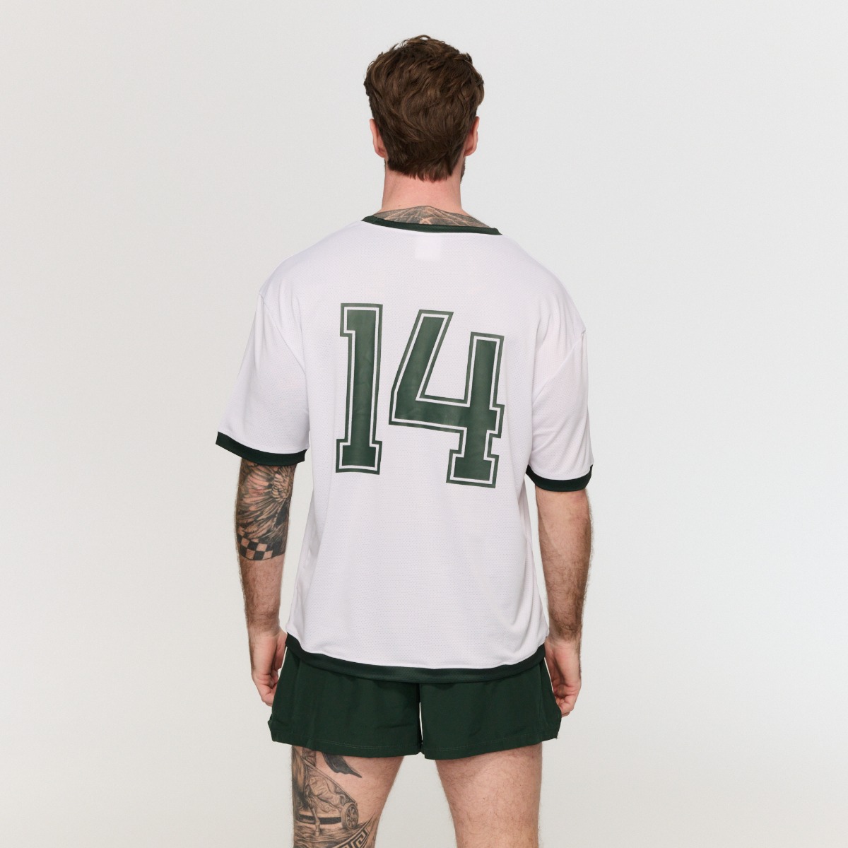 Oversize Varsity T-Shirt in White - GymBeam