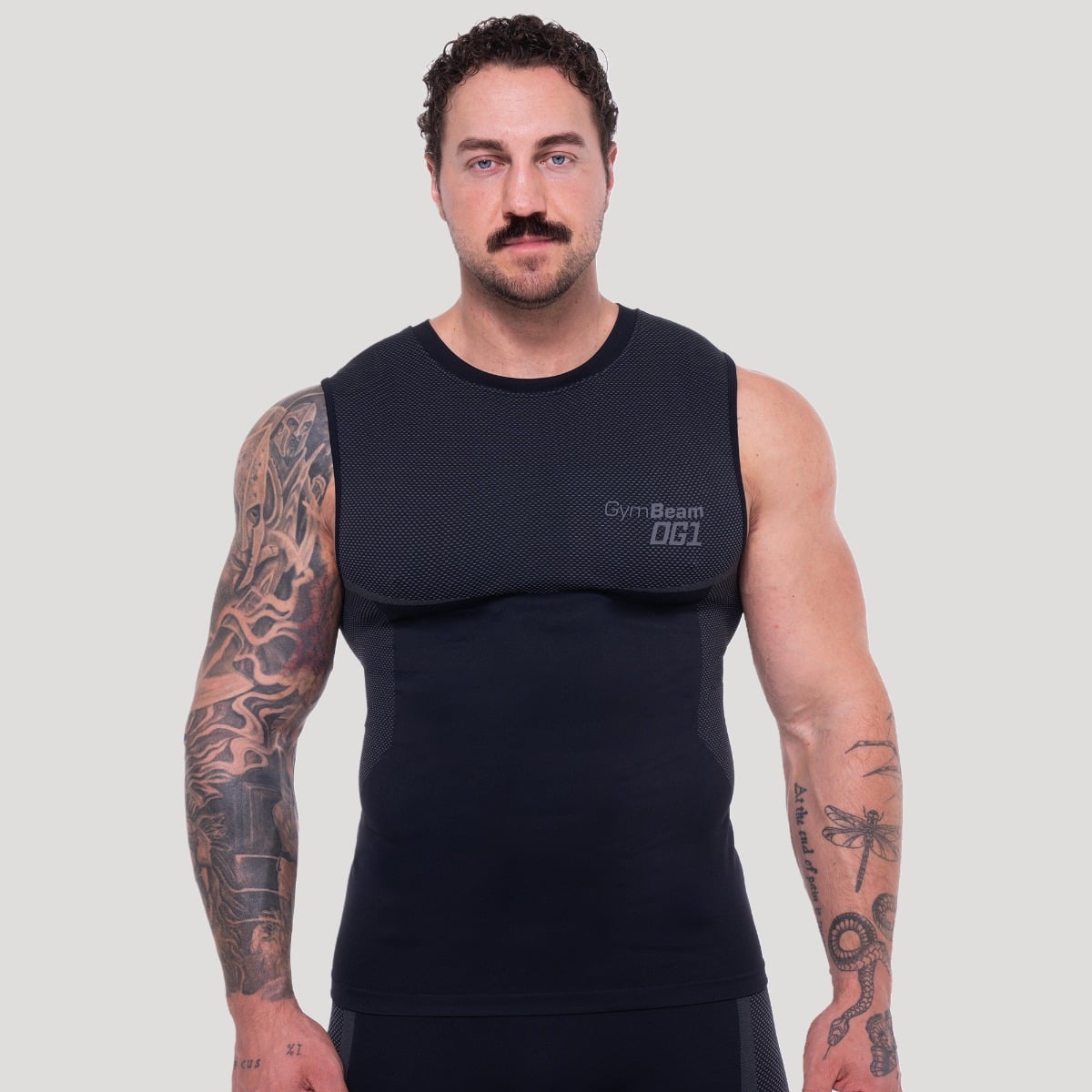 GymBeam OG1 Seamless Tank Top in Black/Grey S