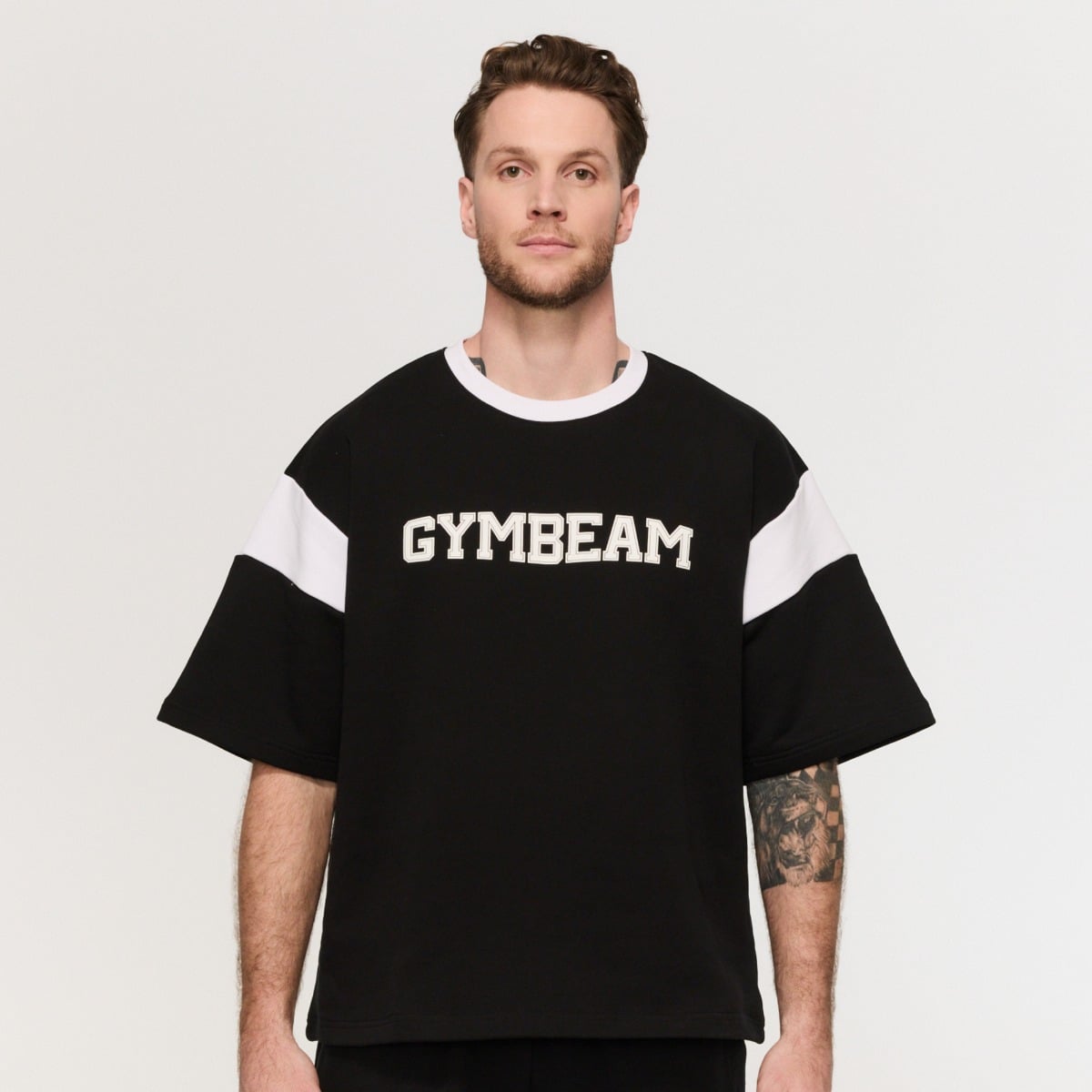 Premium Heavyweight Varsity T-Shirt in Black  - GymBeam
