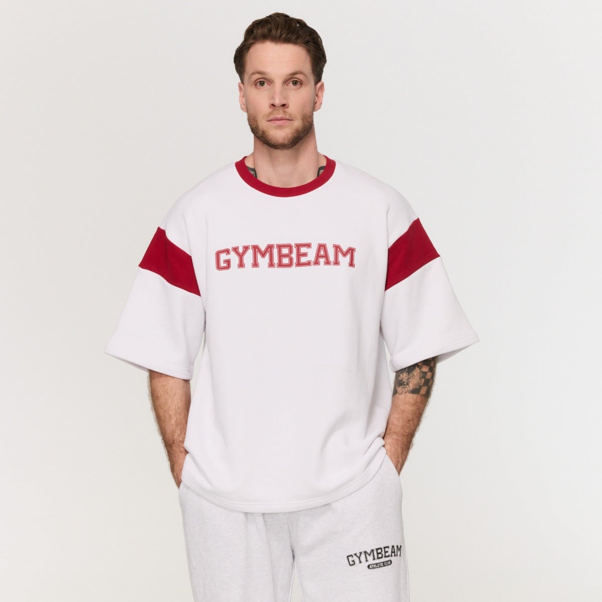 Premium Heavyweight Varsity T-Shirt in White - GymBeam