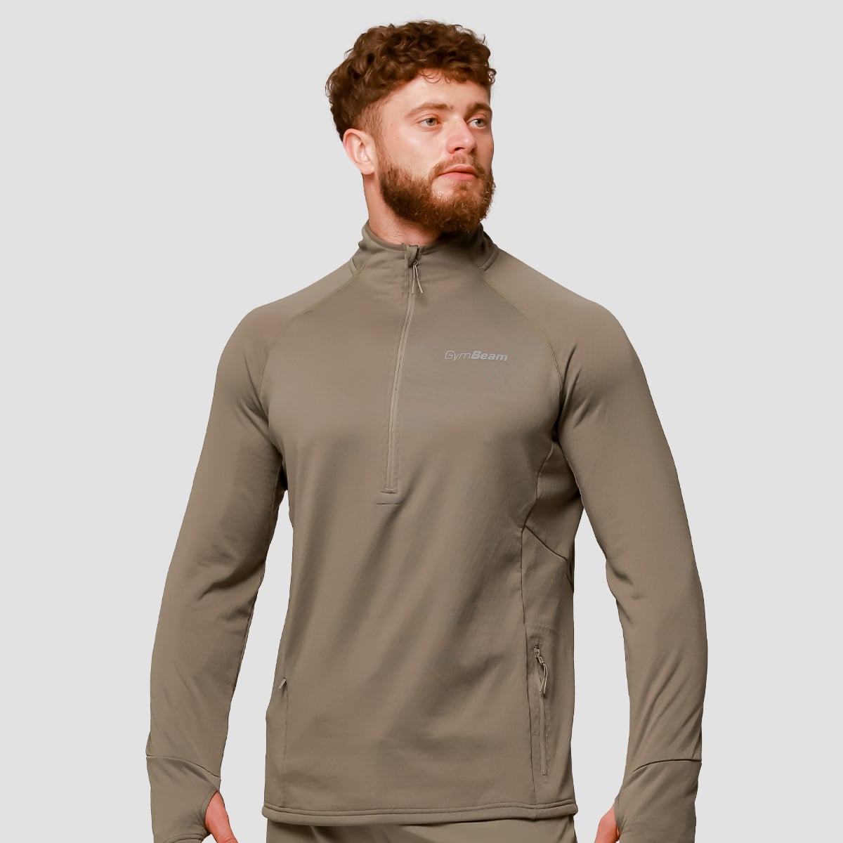 Pulse Lauf-Sweatshirt mit halbem Reißverschluss in Vetiver - GymBeam