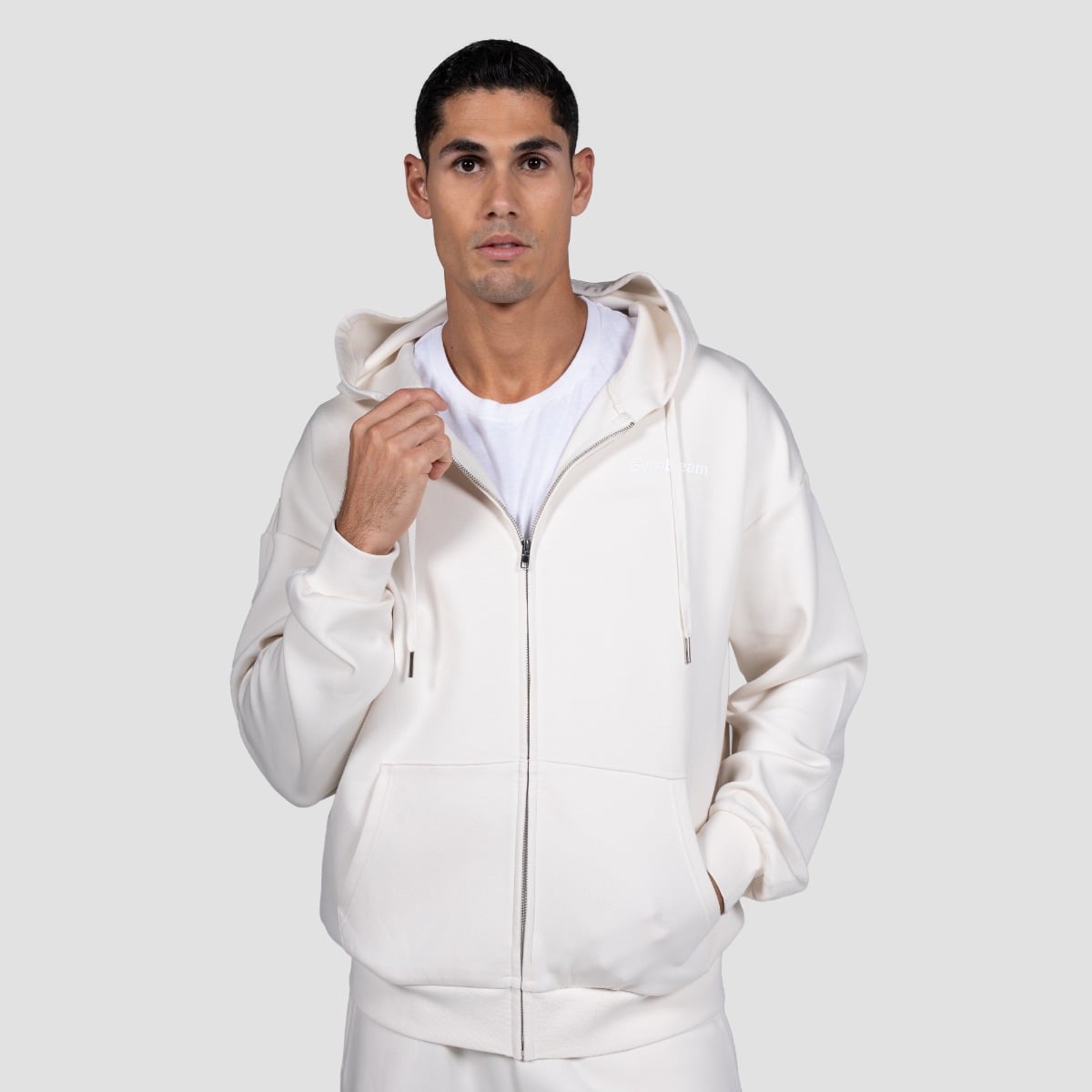 Relay Zip Hoodie in Pearl - GymBeam