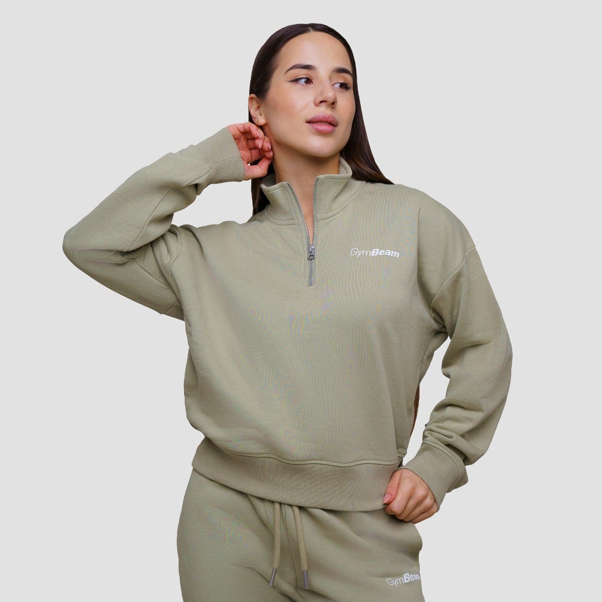Agile ½ Reißverschluss-Pullover für Frauen Sage - GymBeam