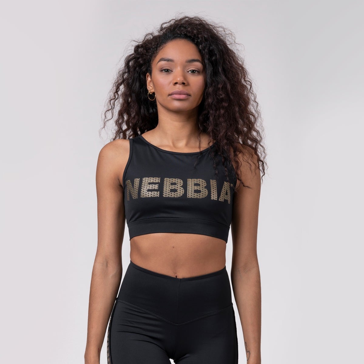Sports bra Intense Gold Mesh black - NEBBIA