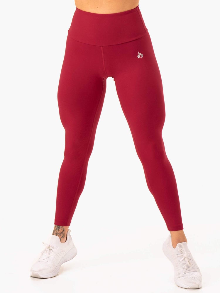 Women‘s Staples Scrunch Bum Leggings Wine Red - Ryderwear
