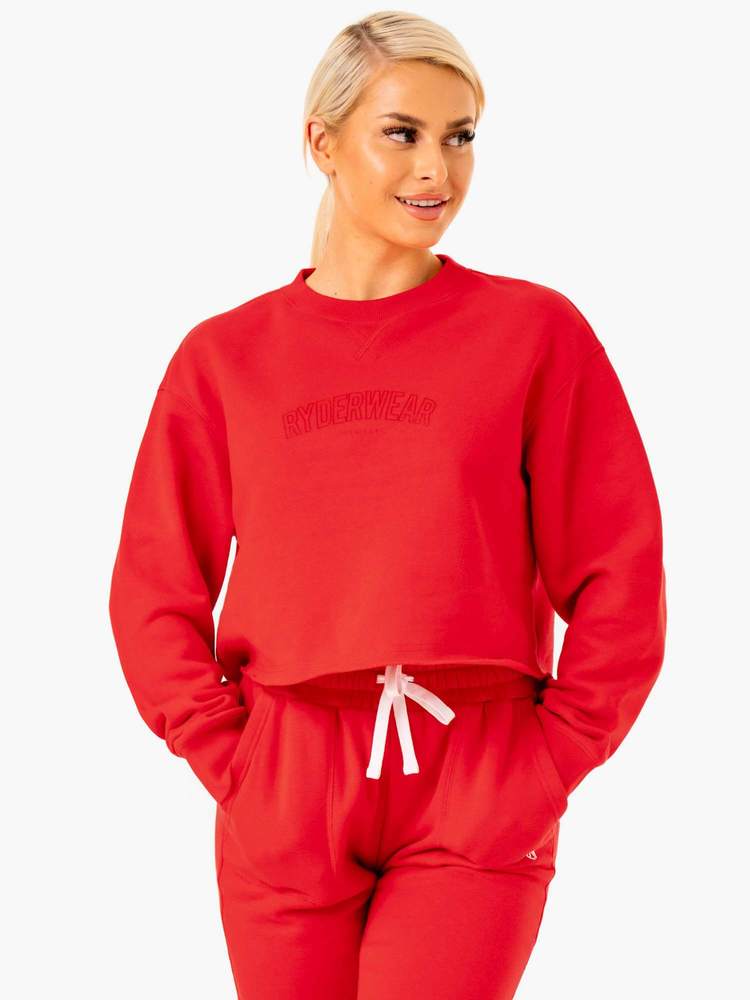 Women‘s Sweater Ultimate Fleece Red - Ryderwear