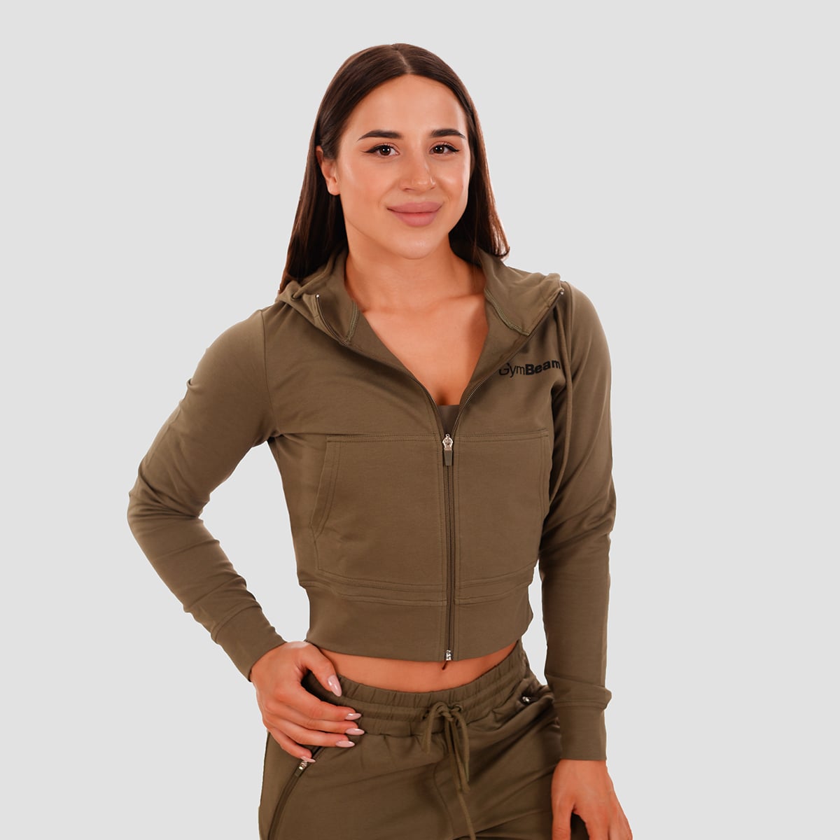 TRN Hoodie mit Reißverschluss in Olive - GymBeam