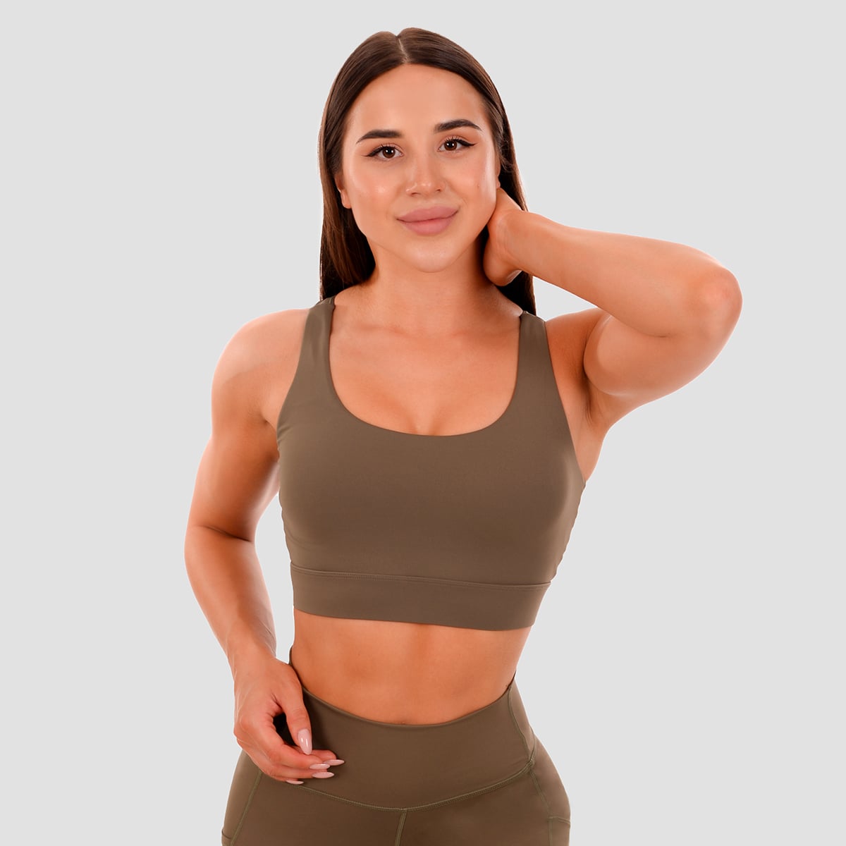 Cut-Out Sport-BH in Olive - GymBeam