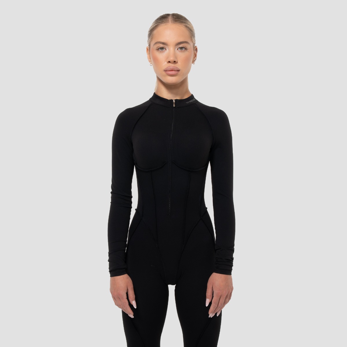 Women's Cosmo Zip-Up Jumpsuit Black- GymBeam
