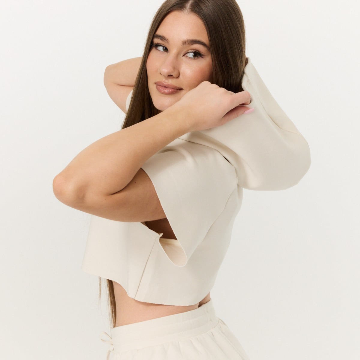 Relay Cropped Hoodie für Frauen in Pearl - GymBeam