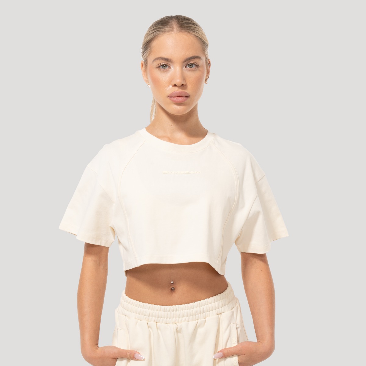 Mochi Cropped T-Shirt für Frauen in Cream - GymBeam