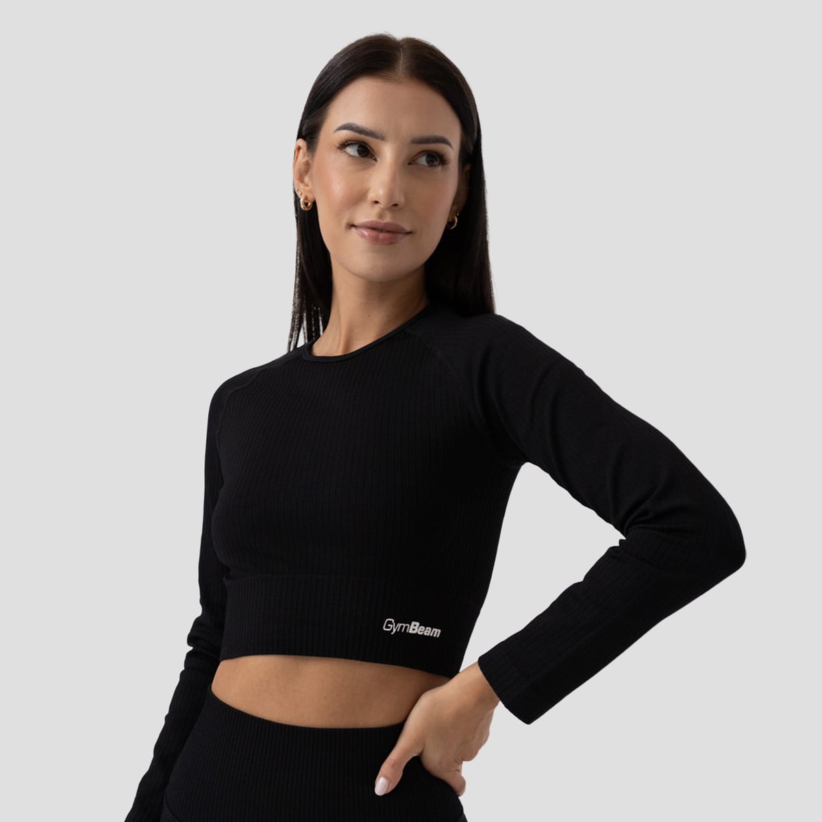 Ribbed FLO Croptop für Frauen Black - GymBeam