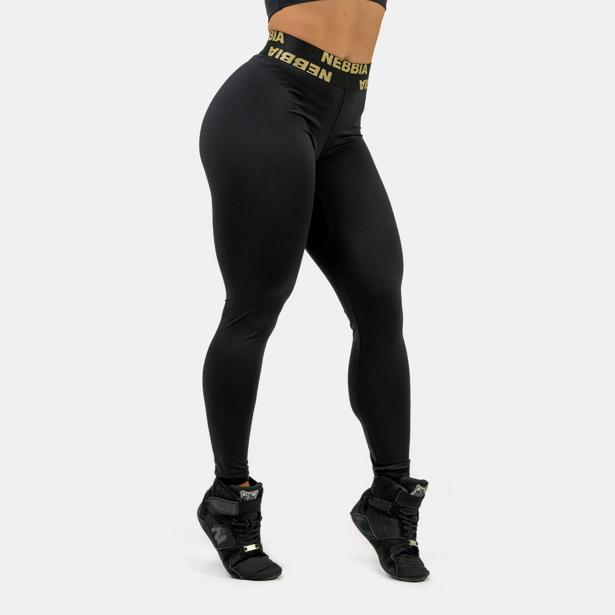 Women‘s leggings Classic High Waist Intense Perform Black/Gold - NEBBIA