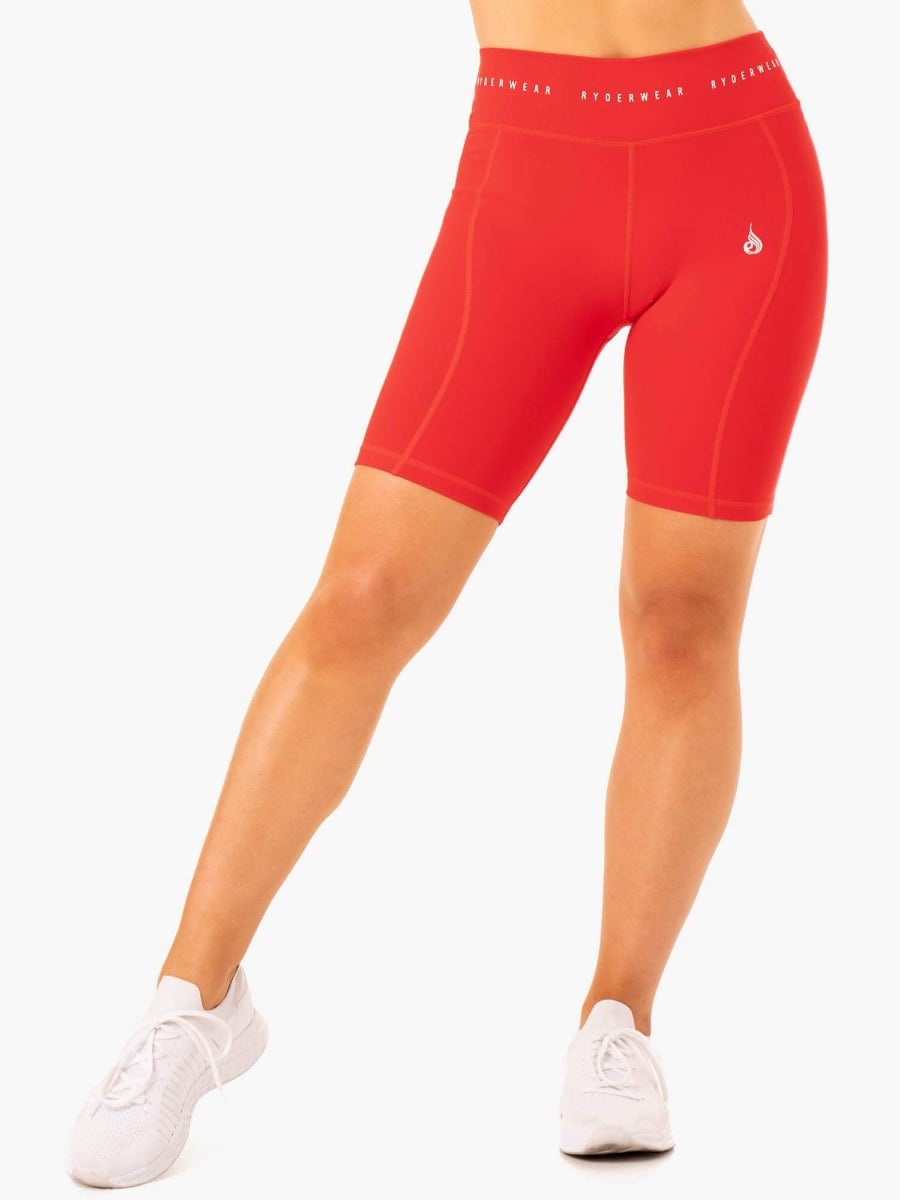Women‘s Bike Shorts Reflex High Waisted Red - Ryderwear