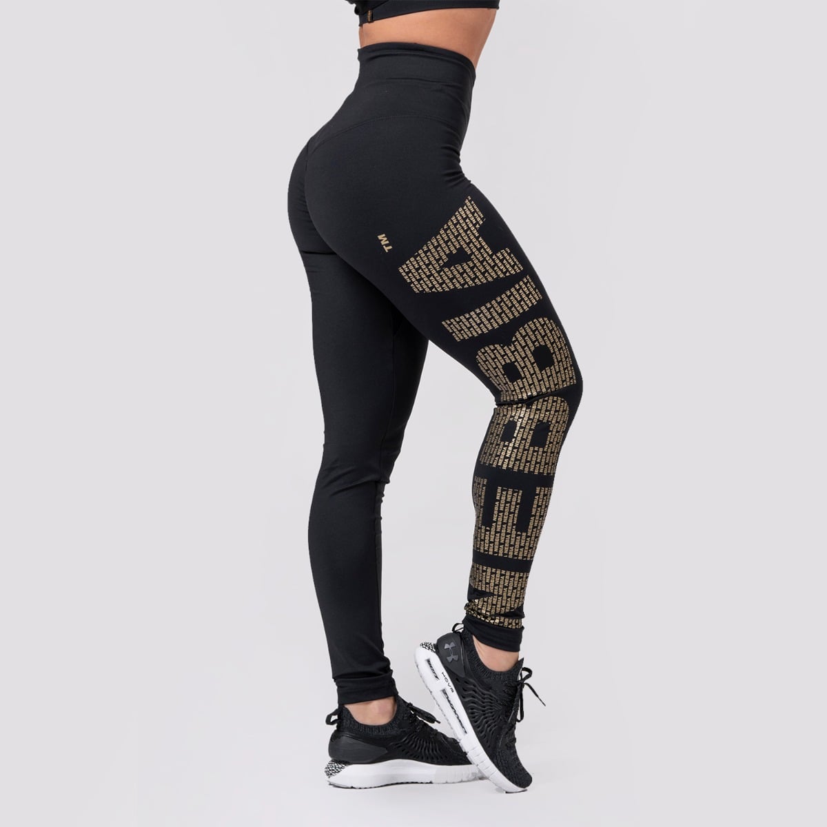 Damen Leggings Intense Gold Print Schwarz - NEBBIA