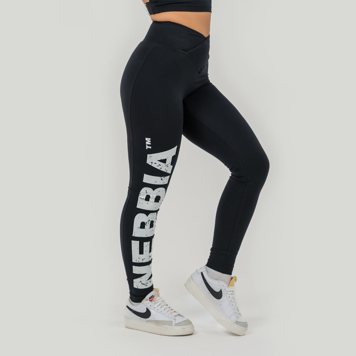 Women‘s High Waist Glute Check Gym Leggings Black - NEBBIA