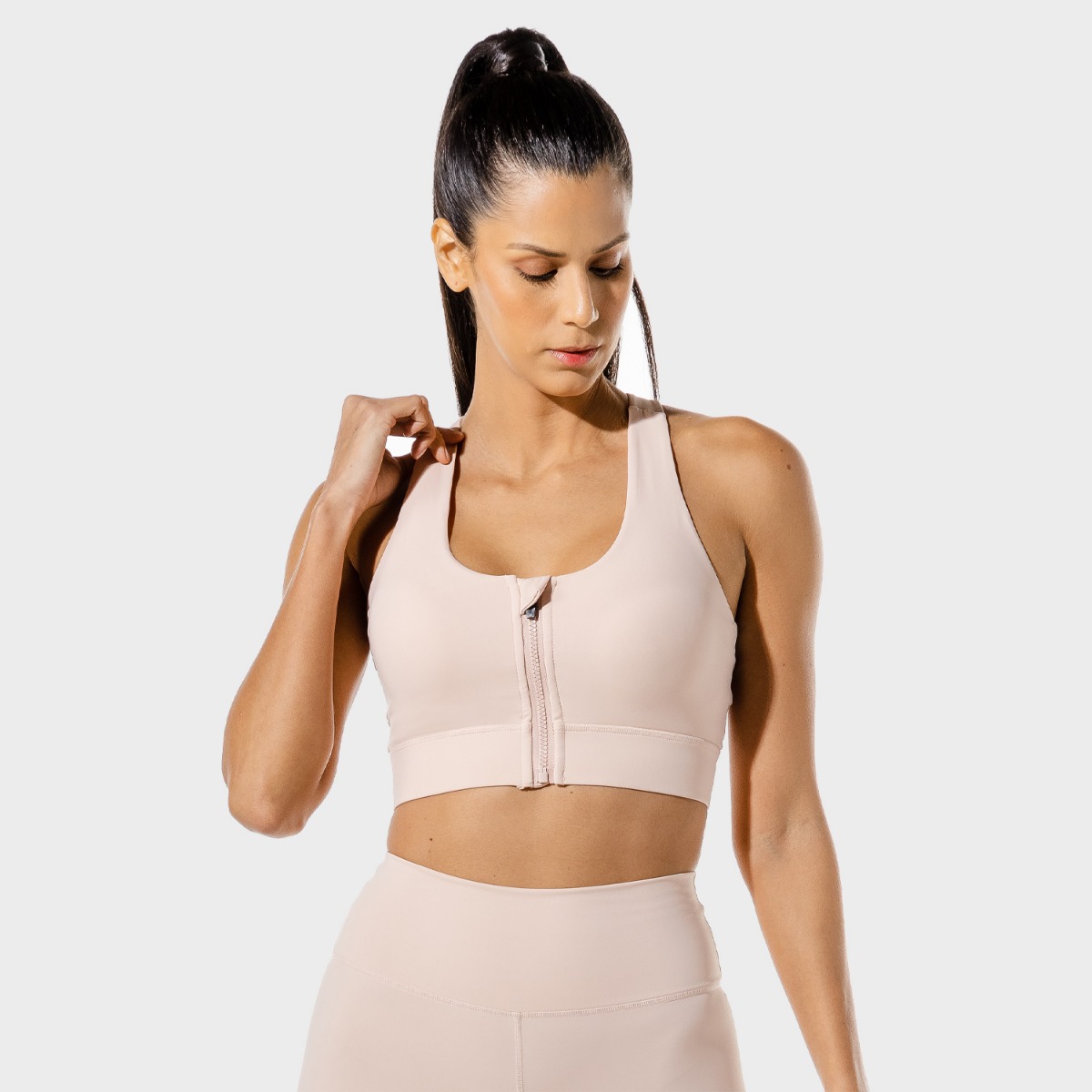Zip Up Sports Bra Peachy Keen - SQUATWOLF