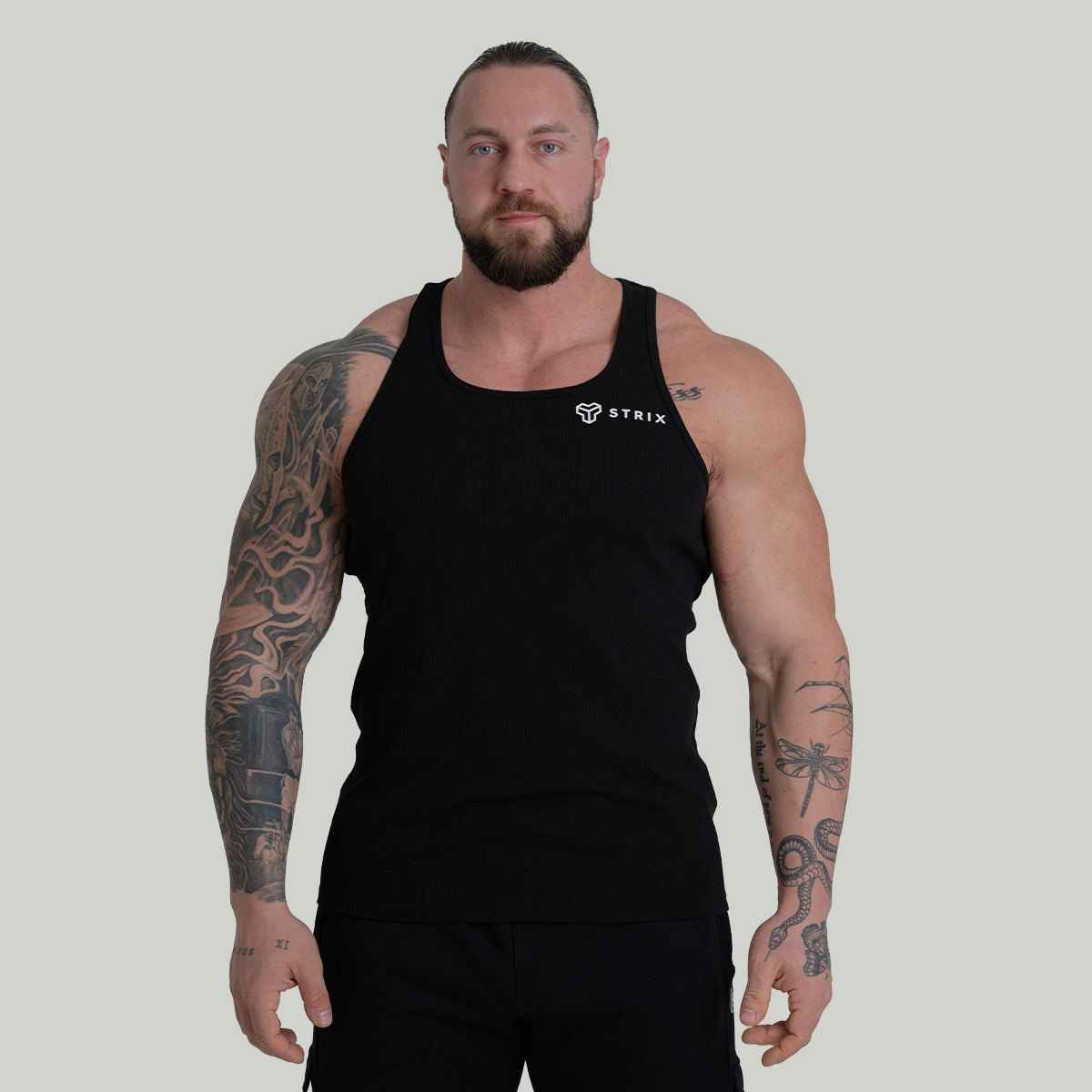 Tank Top Ribbed in Black - STRIX