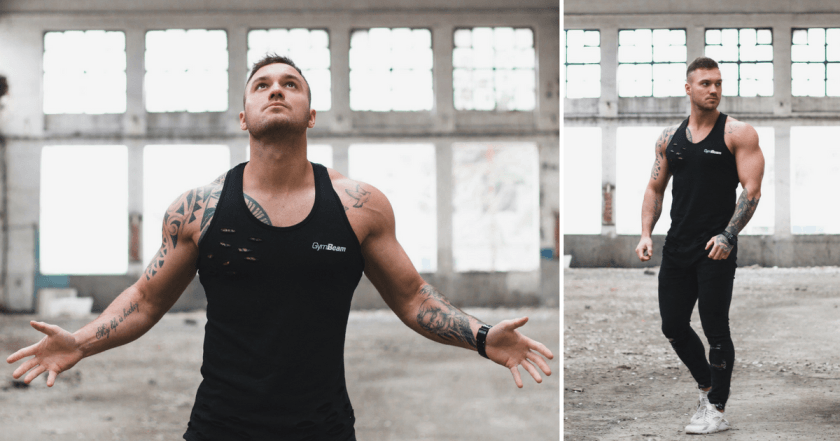 Leibchen für Männer Ripped Tank Top Black - GymBeam