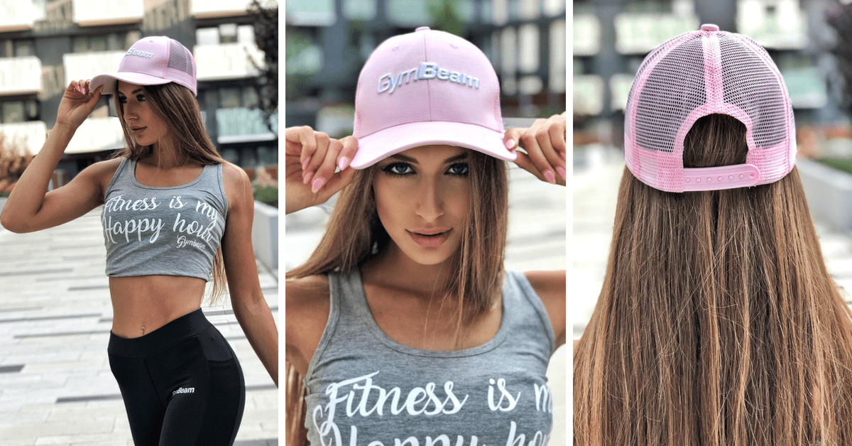 Baseballmütze Mesh Panel Baby Pink - GymBeam