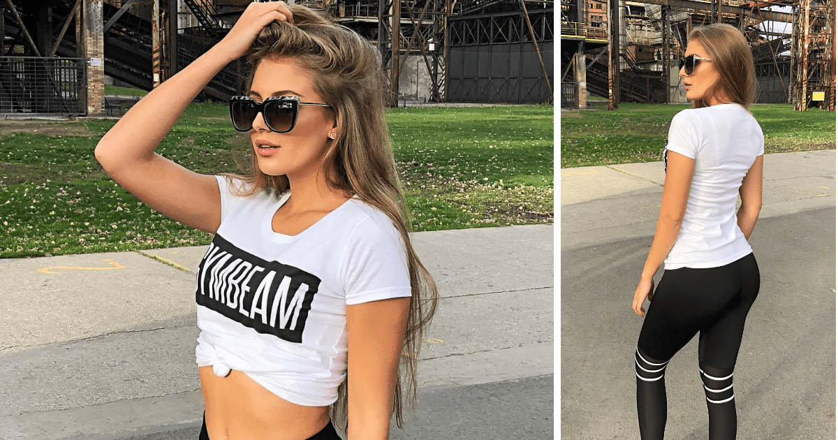 T-Shirt für Damen Box Logo White Black - GymBeam