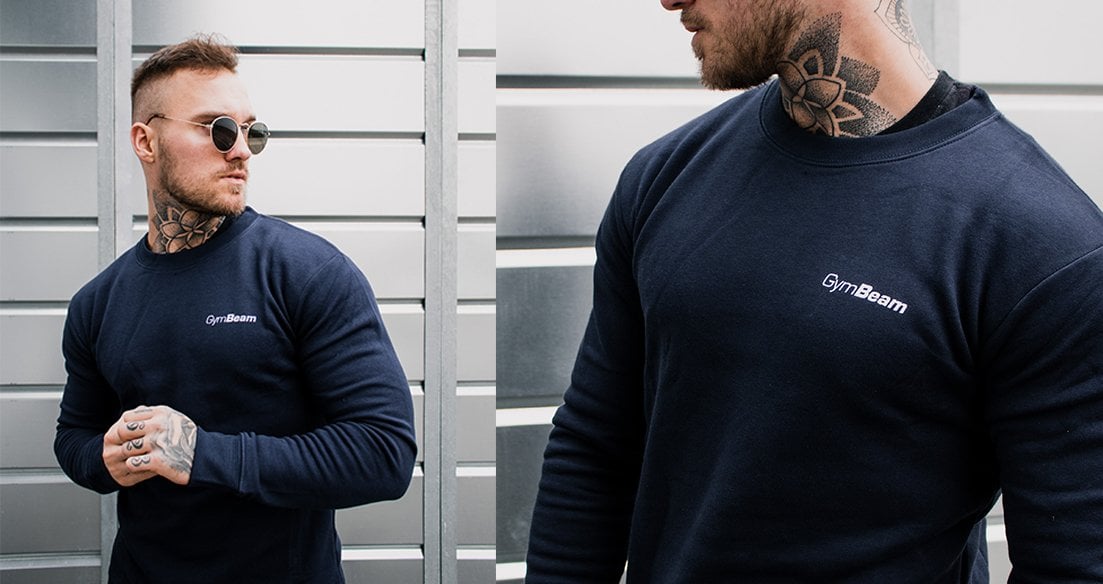 Sweatshirt für Männer Basic Blue White - GymBeam